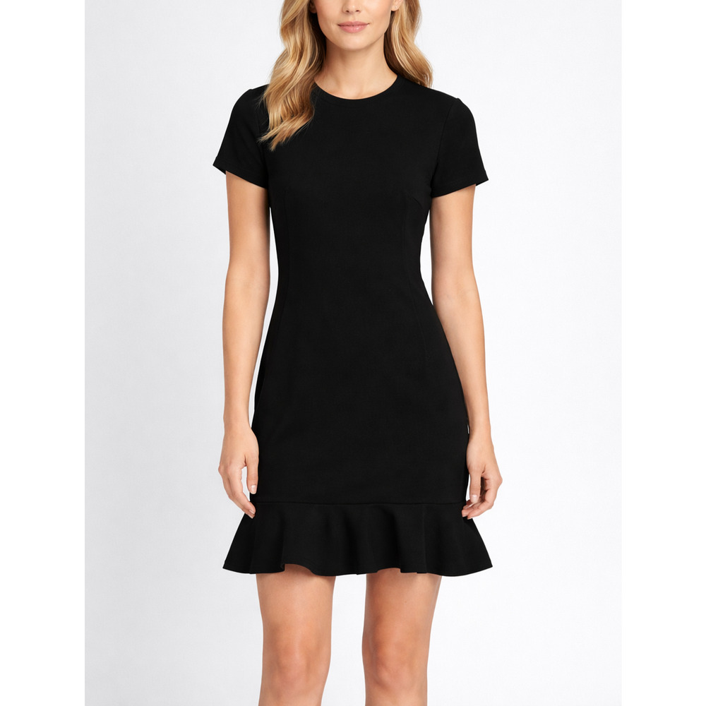 Likely Beckett Dress Womens 0 Black Flounce Sheath Minimalist Career Old Money